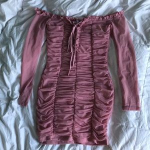 Ruched pink dress